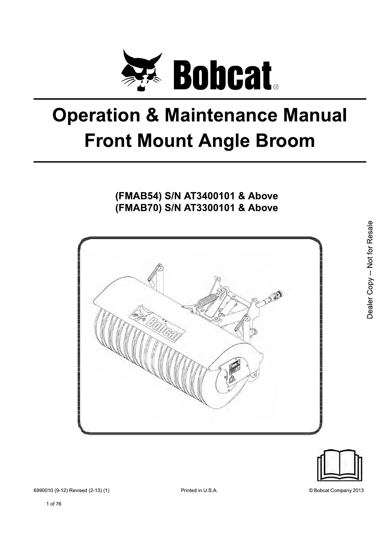 FMAB54 FMAB70 Front Mount Angle Broom Operation & Maintenance Manual Bobcat